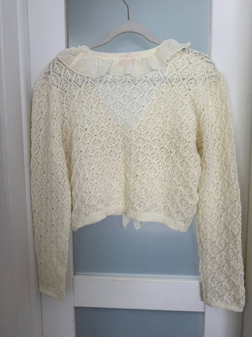 Pink Lily Ruffle-Front Knit Cardigan - L - Picture 4 of 8